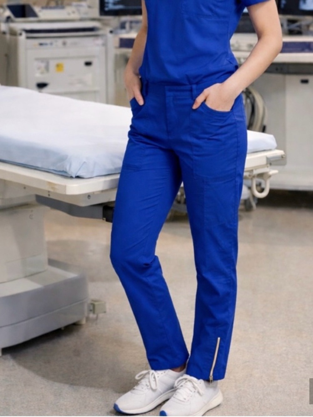 Jaanuu Royal Blue Scrub Pants XS Stretch Cargo Pockets Petite